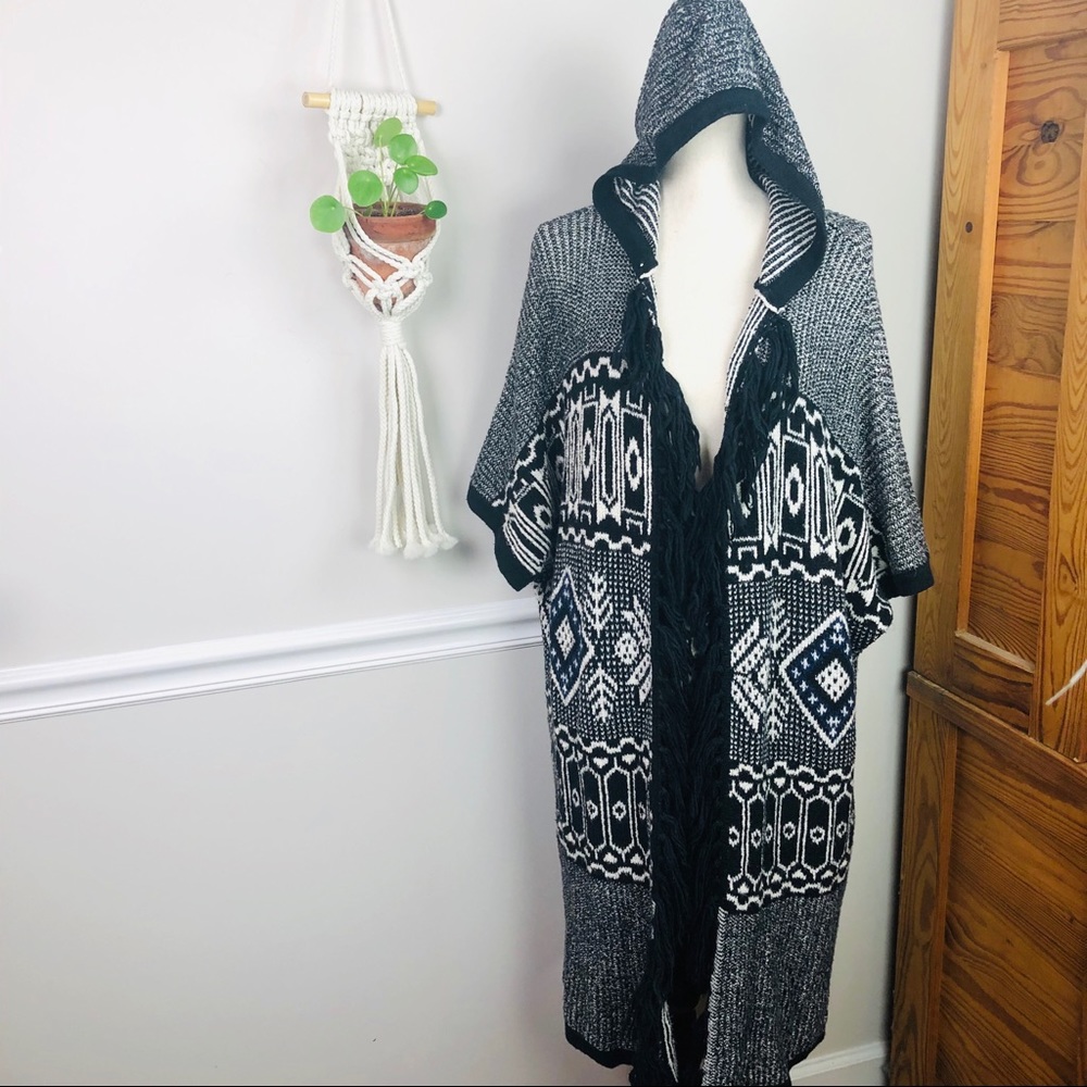 American eagle fringe black Open cardigan sweater
